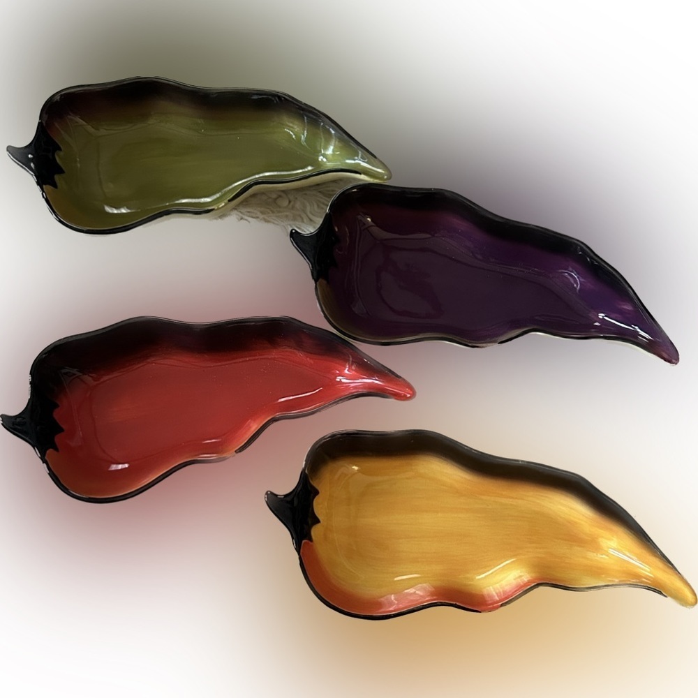 50%offw❤️ CLAY ART 4Pepper Salsa/Dip Bowls Mexican Party appetizer hors d'oeuvre